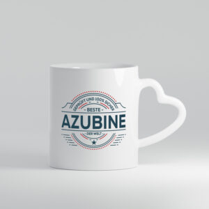 Geprüft und sicher: Azubine | Ausbildung | Lehre | Lehrling - Herzhenkel Tasse - Kaffeetasse / Geschenk / Familie