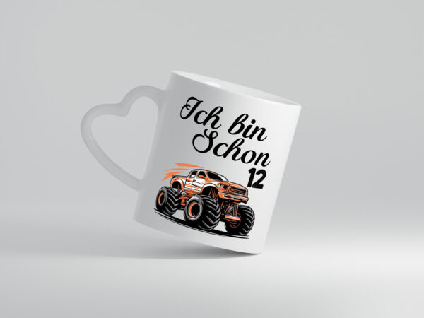 12. Geburtstag | Monster truck | 12 Jahre - Herzhenkel Tasse - Kaffeetasse / Geschenk / Familie