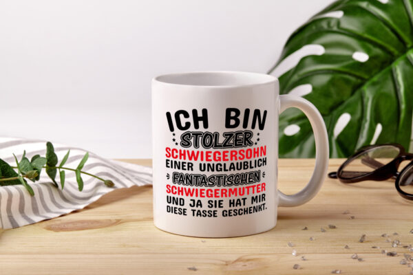 Stolzer Schwiegersohn einer Schwiegermutter - Tasse Weiss - Kaffeetasse / Geschenk / Familie
