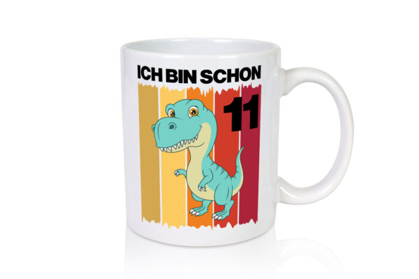 11. Geburtstag | 11 Jahre | Dinosaurier - Tasse Weiss - Kaffeetasse / Geschenk / Familie