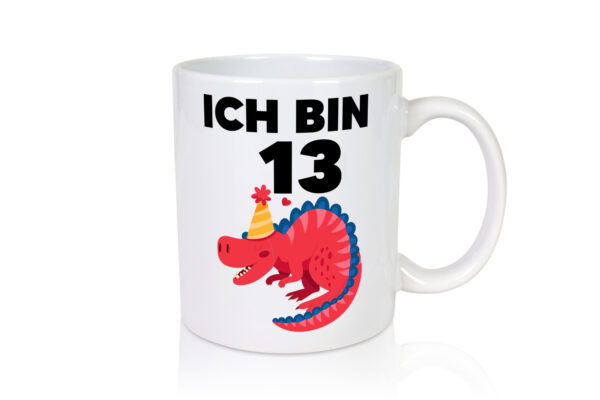 13. Geburtstag | Dino | Dinosaurier | 13 Jahre - Tasse Weiss - Kaffeetasse / Geschenk / Familie