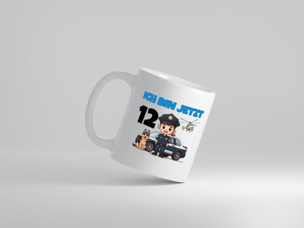 12. Geburtstag | 12 Jahre | Polizei Kind | Polizeiauto - Tasse Weiss - Kaffeetasse / Geschenk / Familie