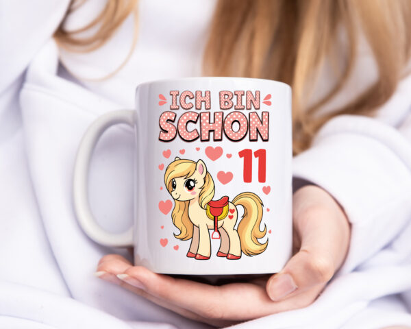 11. Geburtstag | 11 Jahre | Mädchen | Reiten | Pony - Tasse Weiss - Kaffeetasse / Geschenk / Familie