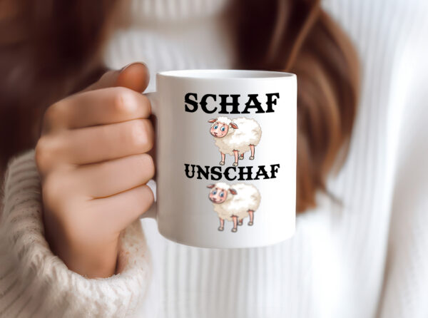 Schaf Unschaf - Tasse Weiss - Kaffeetasse / Geschenk / Familie