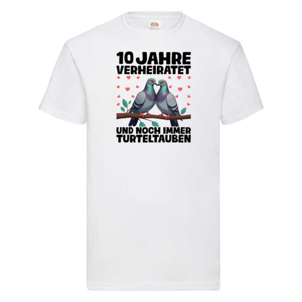 10 Jahre verheiratet | Turteltauben | Ehe | Ehepaar T-Shirt Weiß