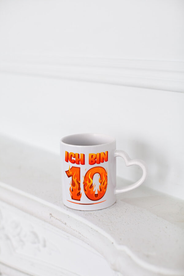 10. Geburtstag | 10 Jahre | Drache - Herzhenkel Tasse - Kaffeetasse / Geschenk / Familie