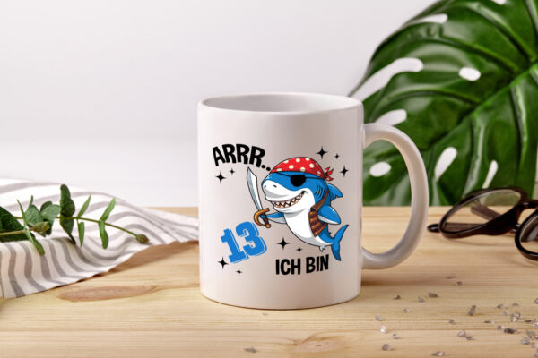 13. Geburtstag | 13 Jahre Arr Pirat | Hai | Piraten - Tasse Weiss - Kaffeetasse / Geschenk / Familie