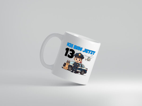 13. Geburtstag | 13 Jahre | Polizei Kind | Polizeiauto - Tasse Weiss - Kaffeetasse / Geschenk / Familie