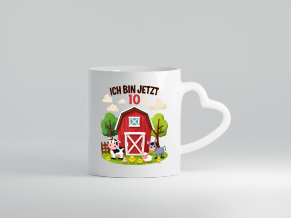 10. Geburtstag | 9 Jahre | Bauernhof und Tiere - Herzhenkel Tasse - Kaffeetasse / Geschenk / Familie