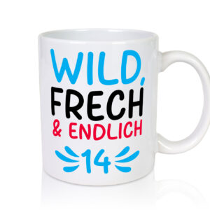 14. Geburtstag | 14 Jahre | Wild & Frech - Tasse Weiss - Kaffeetasse / Geschenk / Familie