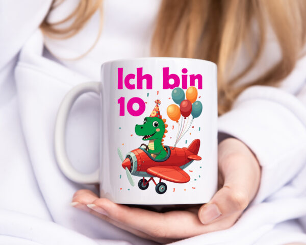 10. Geburtstag | 10 Jahre | Drache | Flugzeug - Tasse Weiss - Kaffeetasse / Geschenk / Familie