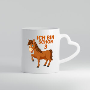 3. Geburtstag | Ich bin schon 3 | Pferde | Pony - Herzhenkel Tasse - Kaffeetasse / Geschenk / Familie