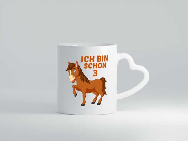 3. Geburtstag | Ich bin schon 3 | Pferde | Pony - Herzhenkel Tasse - Kaffeetasse / Geschenk / Familie