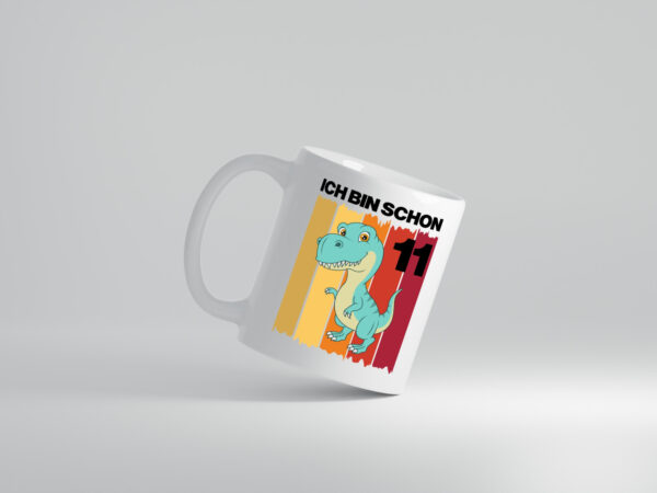 11. Geburtstag | 11 Jahre | Dinosaurier - Tasse Weiss - Kaffeetasse / Geschenk / Familie