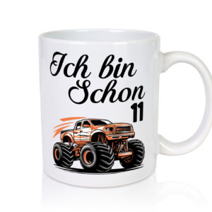 11. Geburtstag | Monster truck | 11 Jahre - Tasse Weiss - Kaffeetasse / Geschenk / Familie