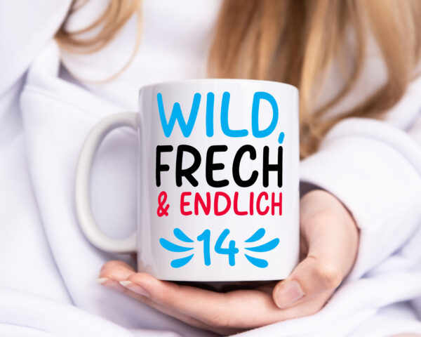 14. Geburtstag | 14 Jahre | Wild & Frech - Tasse Weiss - Kaffeetasse / Geschenk / Familie