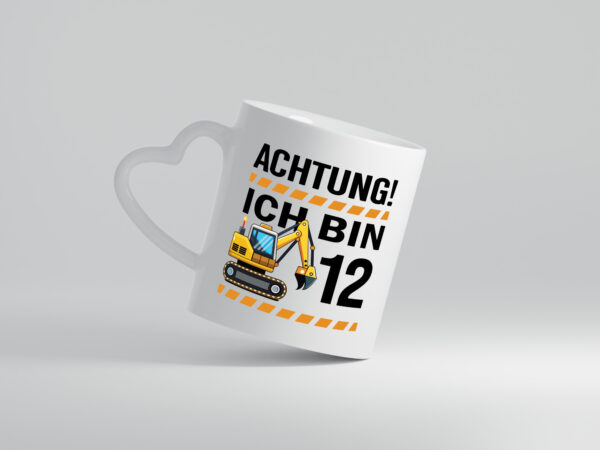 12 Geburtstag Ich bin 12 | Bagger | Bagger Junge - Herzhenkel Tasse - Kaffeetasse / Geschenk / Familie