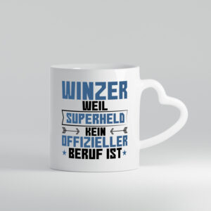 Superheld Winzer | Weinbauer | Wein - Herzhenkel Tasse - Kaffeetasse / Geschenk / Familie