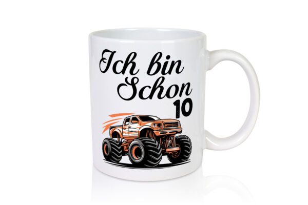 10. Geburtstag | Monster truck | 10 Jahre - Tasse Weiss - Kaffeetasse / Geschenk / Familie