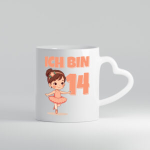 14 Geburtstag | 14 Jahre | Ballerina | Mädchen | Ballet - Herzhenkel Tasse - Kaffeetasse / Geschenk / Familie