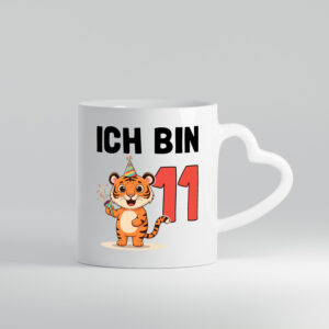 11. Geburtstag | 11 Jahre | Tiger | Geburtstag - Herzhenkel Tasse - Kaffeetasse / Geschenk / Familie