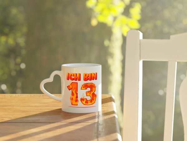 13. Geburtstag | 13 Jahre | Drache - Herzhenkel Tasse - Kaffeetasse / Geschenk / Familie