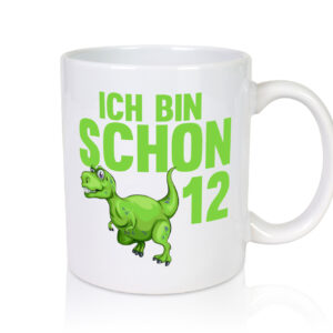 12. Geburtstag | 12 Jahre | Dino | Dinosaurier - Tasse Weiss - Kaffeetasse / Geschenk / Familie