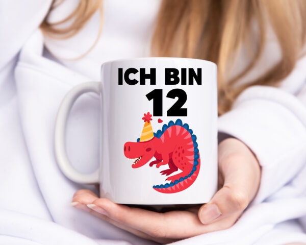 12. Geburtstag | Dino | Dinosaurier | 12 Jahre - Tasse Weiss - Kaffeetasse / Geschenk / Familie