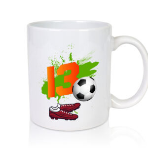 13. Geburtstag | Jungen Fußball | Fußballspieler - Tasse Weiss - Kaffeetasse / Geschenk / Familie