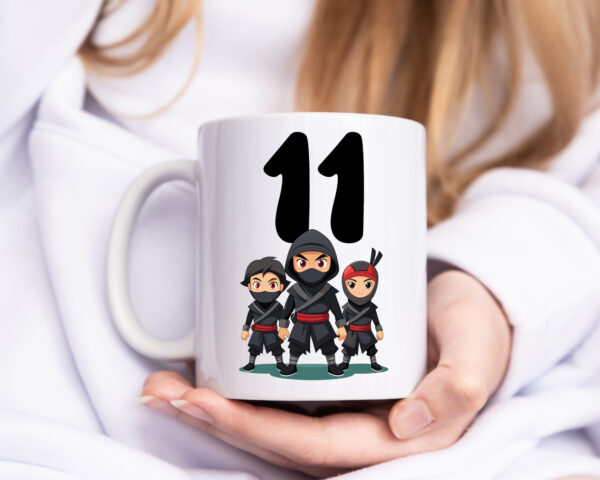 11. Geburtstag | 11 Jahre | Ninja - Tasse Weiss - Kaffeetasse / Geschenk / Familie