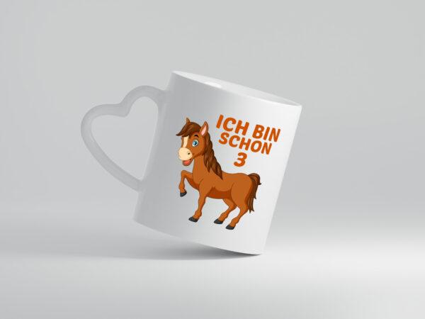 3. Geburtstag | Ich bin schon 3 | Pferde | Pony - Herzhenkel Tasse - Kaffeetasse / Geschenk / Familie