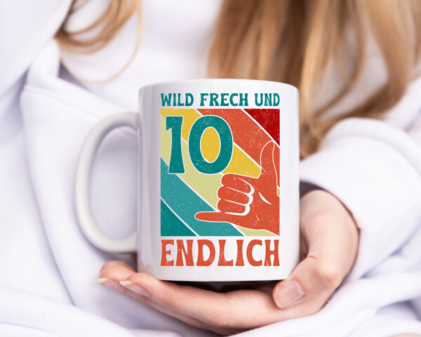 10. Geburtstag | 10 Jahre | Wild und Frech - Tasse Weiss - Kaffeetasse / Geschenk / Familie