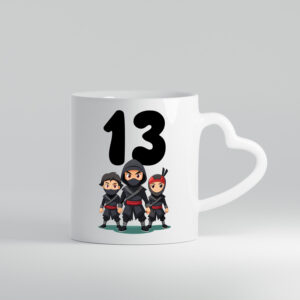 13. Geburtstag | 13 Jahre | Ninja - Herzhenkel Tasse - Kaffeetasse / Geschenk / Familie