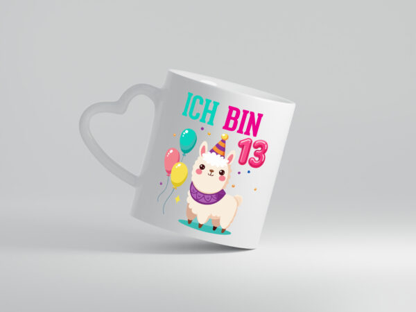 13. Geburtstag | 13 Jahre | Lama | Alpaka - Herzhenkel Tasse - Kaffeetasse / Geschenk / Familie