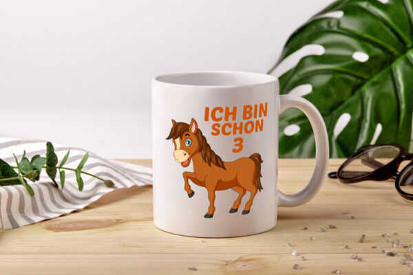 3. Geburtstag | Ich bin schon 3 | Pferde | Pony - Tasse Weiss - Kaffeetasse / Geschenk / Familie