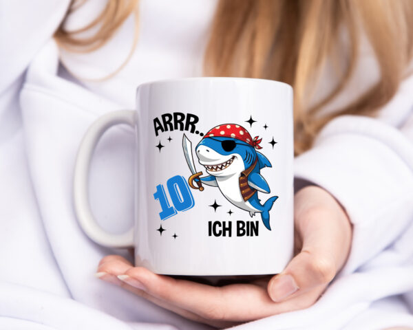 10. Geburtstag | 10 Jahre Arr Pirat | Hai | Piraten - Tasse Weiss - Kaffeetasse / Geschenk / Familie