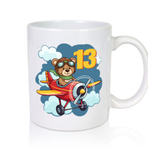 13. Geburtstag | 13 Jahre | Kinder Pilot | Flugzeug - Tasse Weiss - Kaffeetasse / Geschenk / Familie