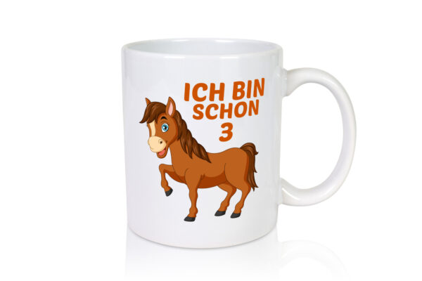 3. Geburtstag | Ich bin schon 3 | Pferde | Pony - Tasse Weiss - Kaffeetasse / Geschenk / Familie