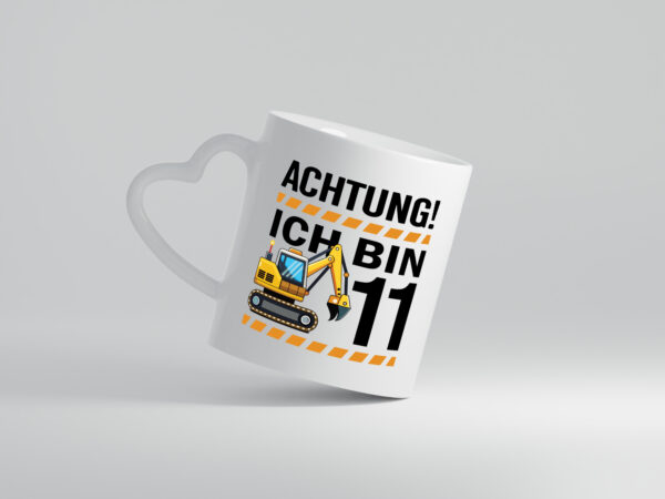 11 Geburtstag Ich bin 11 | Bagger | Bagger Junge - Herzhenkel Tasse - Kaffeetasse / Geschenk / Familie