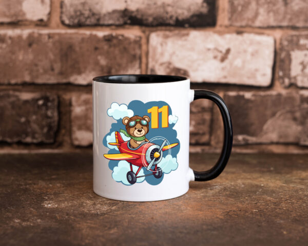 11. Geburtstag | 11 Jahre | Kinder Pilot | Flugzeug Farbige Tasse - Kaffeetasse / Geschenk / Familie