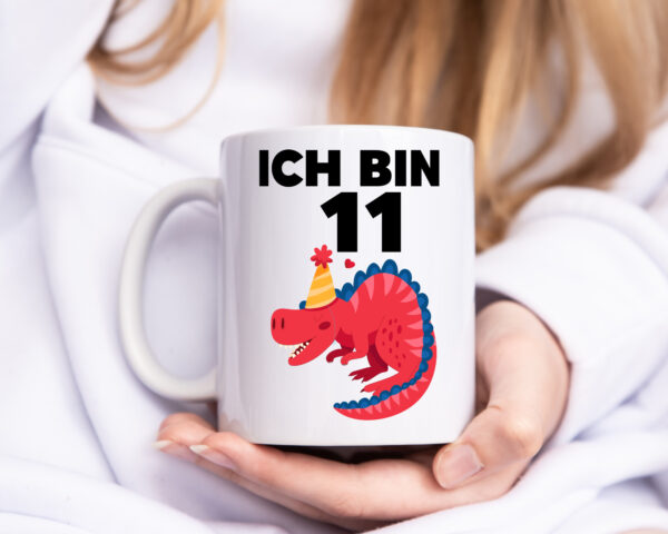 11. Geburtstag | Dino | Dinosaurier | 11 Jahre - Tasse Weiss - Kaffeetasse / Geschenk / Familie