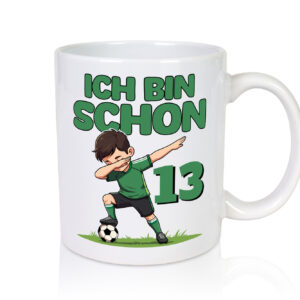 13. Geburtstag | 13 Jahre | Fußballer - Tasse Weiss - Kaffeetasse / Geschenk / Familie