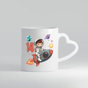 14. Geburtstag | 14 Jahre | Astronaut | Weltraum - Herzhenkel Tasse - Kaffeetasse / Geschenk / Familie