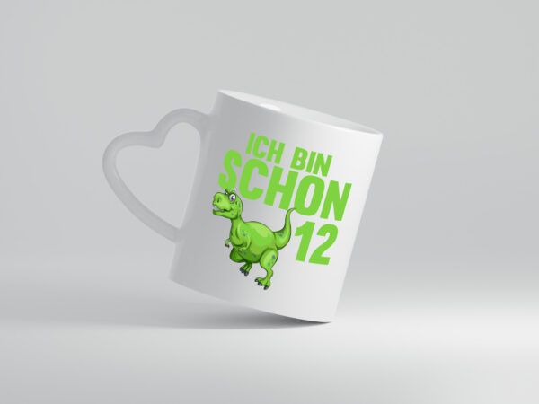 12. Geburtstag | 12 Jahre | Dino | Dinosaurier - Herzhenkel Tasse - Kaffeetasse / Geschenk / Familie