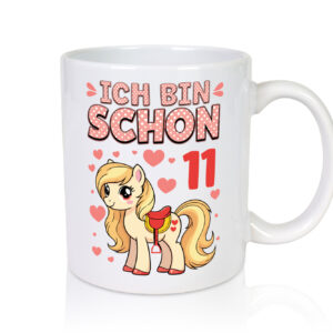 11. Geburtstag | 11 Jahre | Mädchen | Reiten | Pony - Tasse Weiss - Kaffeetasse / Geschenk / Familie