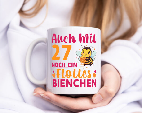 27. Geburtstag | Flottes Bienchen | 27 Jahre - Tasse Weiss - Kaffeetasse / Geschenk / Familie