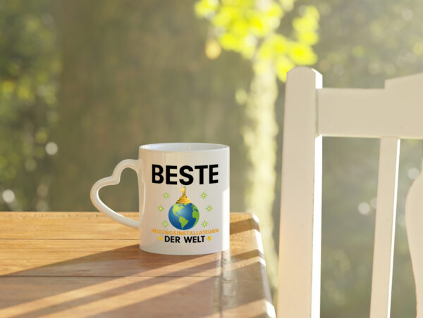 Welt Beste Heizungsinstallateurin | Heizung - Herzhenkel Tasse - Kaffeetasse / Geschenk / Familie