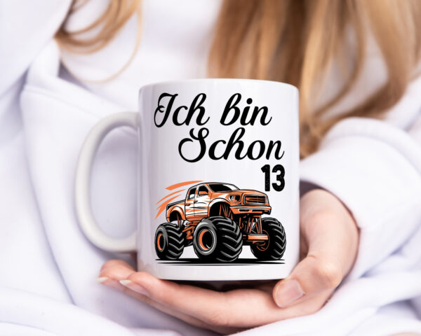 13. Geburtstag | Monster truck | 13 Jahre - Tasse Weiss - Kaffeetasse / Geschenk / Familie