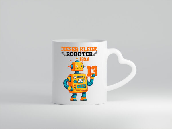 13. Geburtstag | 13 Jahre | Roboter | Junge - Herzhenkel Tasse - Kaffeetasse / Geschenk / Familie