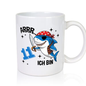 11. Geburtstag | 11 Jahre Arr Pirat | Hai | Piraten - Tasse Weiss - Kaffeetasse / Geschenk / Familie